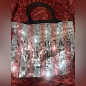 Victoria's Secret Sparkling Pink and Silver Tote